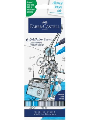 Ürün Tasarım Markör Seti 6 Lı Çift Uçlu 0.6 mm Uç Kalıcı Mürekkep Alkol Bazlı Geri Dön�
