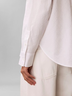 Calvin Klein Kadın Beyaz Calvin Klein Cotton Poplın Jacqua, Yaa Beyaz Kadın Gömlek