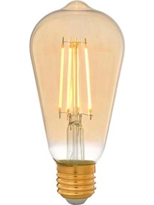 E27 Fil ST64 Lamba, Sarı Işık 7W 630LM 2000K Gold