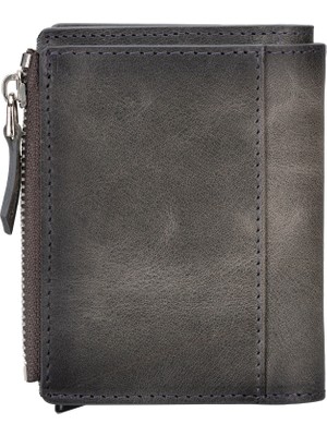 BloominBag Siena Ash Gray Mekanizmalı Deri Cüzdan & Kartlık (Rfıd Korumalı)