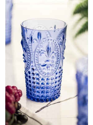 Bezos Akrilik Mavi Tekli Uzun Bardak & Su Meşrubat Bardağı 750 ml ( Büyük Boy & Cam Değildir )
