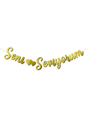 Mey İthalat Kaligrafi Banner Gold Seni Seviyorum M248
