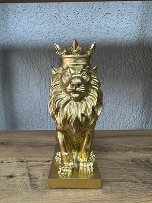 Tunç Hediyelik Aslan Kral Heykel Biblo Dekoratif Hediyelik 23CM