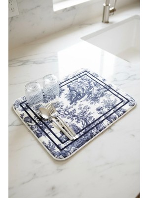 Aymira Home Bulaşık Kurutma Matı Kurulama Bezi Örtüsü Tezgah Üstü Emici Bulaşıklık Fransız Köylü Desen 40X50 cm