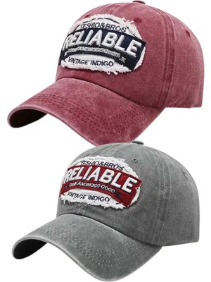 Uniquetrenders Unisex Eskitme Relıable Nakışlı Ayarlanabilir Beyzbol Kep Şapkası 2'li Set