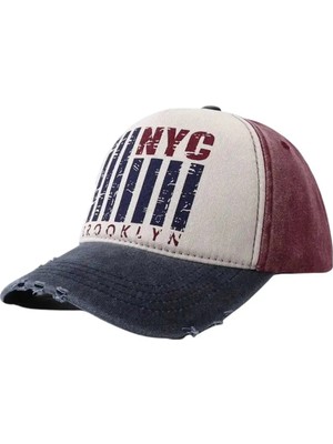 Uniquetrenders Unisex Eskitme Nyc Brooklyn Nakışlı Ayarlanabilir Beyzbol Kep Şapka