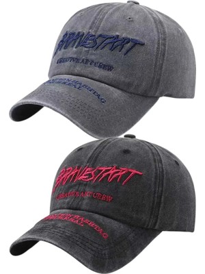 Uniquetrenders Unisex Eskitme Bravestart Nakışlı Ayarlanabilir Beyzbol Kep Şapka 2'li Set