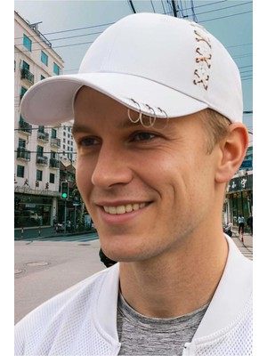Uniquetrenders Erkek Piercing Halkalı Çapraz Metal Detaylı Özel Tasarım Baseball Cap Streetwear Şapka