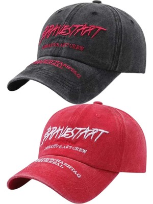 Uniquetrenders Unisex Eskitme Bravestart Nakışlı Ayarlanabilir Beyzbol Kep Şapka 2'li Set