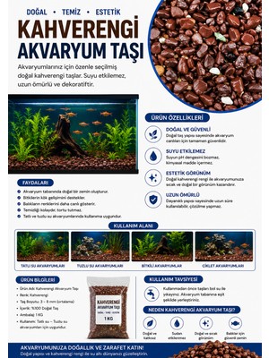 Kahverengi Akvaryum Taşı 1 kg Doğal Akvaryum Çakılı 3-8 mm Akvaryum Taban Taşı Dekoratif Doğal Çakıl Tatlı ve Tuzlu Su Akvaryumu Için