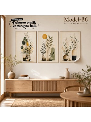 Akıllı Kağıt Statik Tutunma Özellikli Tablo - Poster Modern (Model- 36)