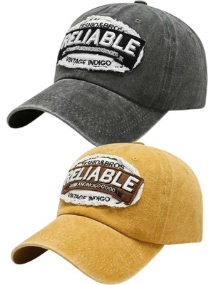 Uniquetrenders Unisex Eskitme Relıable Nakışlı Ayarlanabilir Beyzbol Kep Şapkası 2'li Set