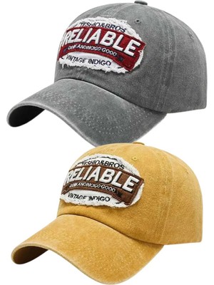 Uniquetrenders Unisex Eskitme Relıable Nakışlı Ayarlanabilir Beyzbol Kep Şapkası 2'li Set
