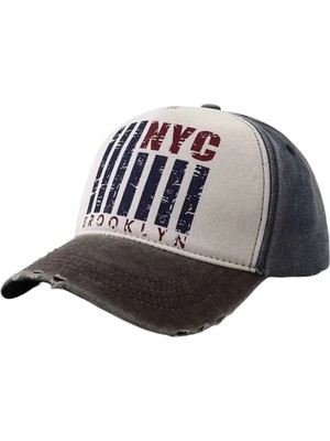 Uniquetrenders Unisex Eskitme Nyc Brooklyn Nakışlı Ayarlanabilir Beyzbol Kep Şapka
