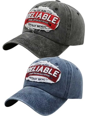 Uniquetrenders Unisex Eskitme Relıable Nakışlı Ayarlanabilir Beyzbol Kep Şapkası 2'li Set