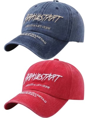 Uniquetrenders Unisex Eskitme Bravestart Nakışlı Ayarlanabilir Beyzbol Kep Şapka 2'li Set