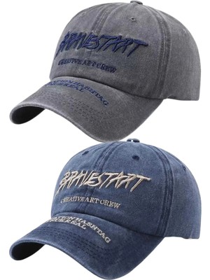 Uniquetrenders Unisex Eskitme Bravestart Nakışlı Ayarlanabilir Beyzbol Kep Şapka 2'li Set