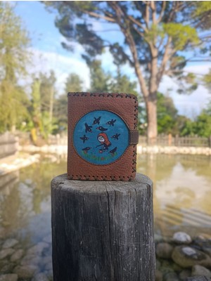 Küf Atölye Karga Desenli El Yapımı Tasarım Cüzdan