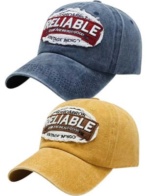 Uniquetrenders Unisex Eskitme Relıable Nakışlı Ayarlanabilir Beyzbol Kep Şapkası 2'li Set