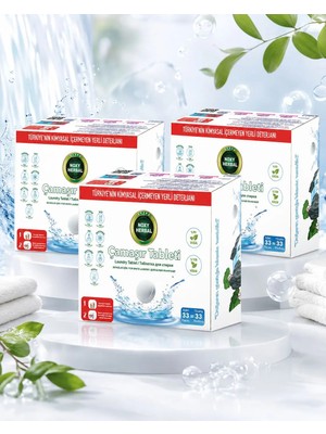 Noxy Herbal Beyazlar Için Çamaşır Tableti 33 Adet 3’lü Avantajlı Set