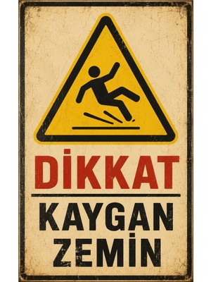 Lucena Retro Dikkat Kaygan Zemin Metal Tabela Dekoratif Uyarı Levhası
