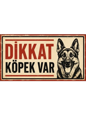 Lucena Retro Dikkat Köpek Var Metal Tabela Dekoratif Uyarı Levhası Duvar Panosu