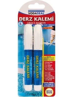 TeknoKapsül Vodaseal Çift Uçlu Su Bazlı Kokusuz Kalıcı Derz Kalemi Beyaz 2 Adet