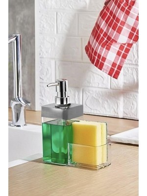 Ozka Concept Gri Renkli Sıvı Sabunluk Süngerlik Hazneli 450 ml