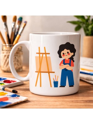 Ozka Concept Ressam Tasarımlı Porselen Kupa Model 163 – Sanatçı Temalı Kahve Kupası – Ressam Hediyesi – Sanat Se