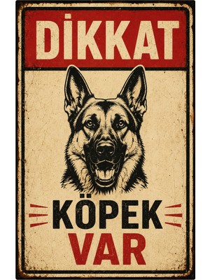 Lucena Retro Dikkat Köpek Var Metal Tabela Dekoratif Uyarı Levhası