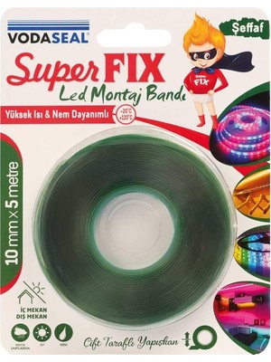TeknoKapsül Vodaseal Süperfix Çift Taraflı LED Montaj Bandı 10 mm 5 Metre