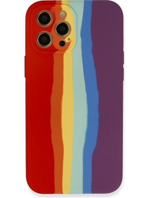 sbodurhome Apple Iphone 12 Pro Max Kılıf Ebruli Lansman Silikon - Kırmızı-Mor