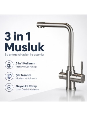 Ozka Concept 3 In 1 Su Arıtma Musluğu Çok Amaçlı Paslanmaz Model 608506069