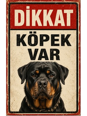 Lucena Retro Dikkat Köpek Var Rottweiler Metal Tabela Uyarı Levhası Duvar Dekoru