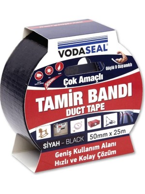 TeknoKapsül Vodaseal Duct Tape Tamir Bandı 50 mm 25 Metre Siyah