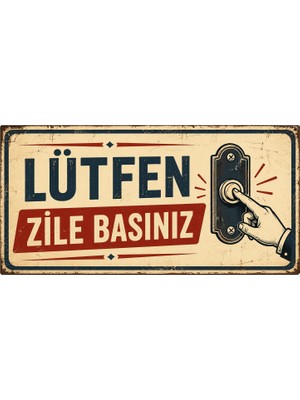 Lucena Retro Lütfen Zile Basınız Metal Uyarı Tabelası Vintage Dekoratif Kapı Levhası