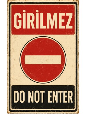 Lucena Retro Girilmez Do Not Enter Metal Uyarı Levhası Dekoratif Tabela