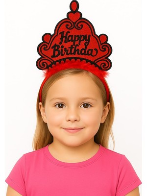 Ozka Concept Kırmızı Happy Birthday Prenses Tacı – Doğum Günü Taç Aksesuarı