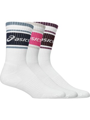 Asics  3 Pack Logo Crew Unisex Beyaz Koşu Çorap 3033C295-500