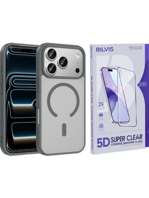 Vendas Apple iPhone 17 Pro Max Kılıf M-Safe Şarj Özellikli Zore Babet Kapak + Bilvis Cam Ekran Koruyucu