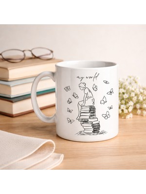 Ozka Concept My Kitap Temalı Tasarım Kupa Model 225 Baskılı Seramik Kahve Kupası