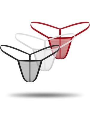 Nemere 3'lü Renkli Transparan Tül String Tanga TM0369
