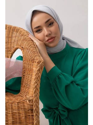 Gümüş Silk Home Düz Twill Polyester Eşarp