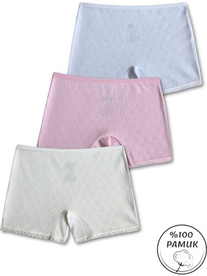 Panfilia %100 Pamuk Kız Çocuk Boxer 3'lü Set / Külot / Iççamaşır