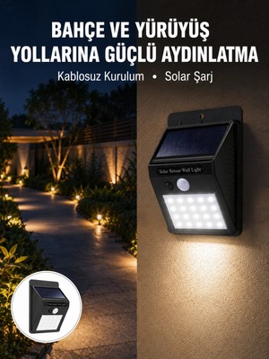 Nemere Kablosuz Solar LED Lamba | Bahçe, Veranda, Merdiven Işığı, Otomatik Aç-Kapa Sensörlü Yeni Nesil