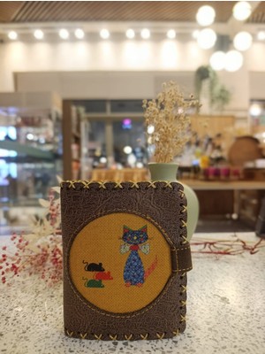 Küf Atölye Cadı ve Kedi Desenli El Yapımı Tasarım Cüzdan