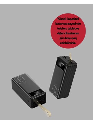 Ruhes Tüm Cihazlarla Uyumlu LED Fenerli 4 Çıkışlı Powerbank Yeni Nesil