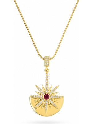 Serelya 316L Çelik Gold Renk Zirkon Taşlı Yıldız Model Kadın Kolye