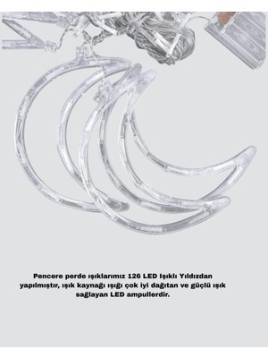 Nurton 126 Led’li Yıldız Ay Perde Işık Prizden Çalışan Dekoratif Aydınlatma