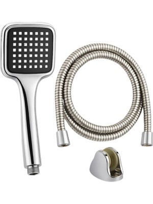 Nurton Çok Fonksiyonlu Siyah El Duşu Seti Spiral Hortum ve Duş Askısı Banyo Duş Başlığı